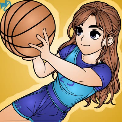 realistic girl playing basketball