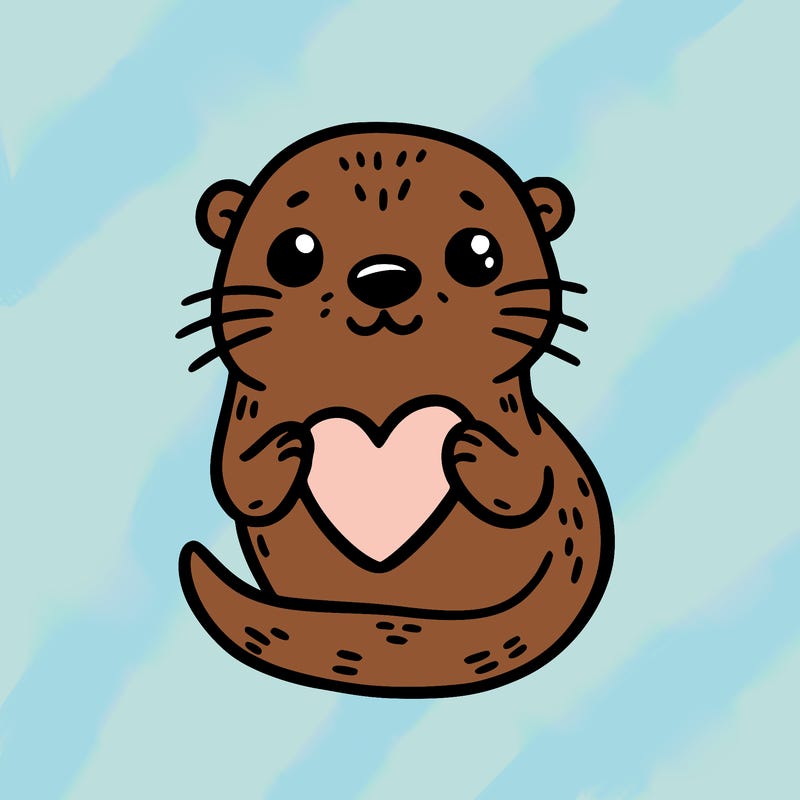 otter with a heart