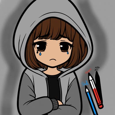 sad girl with a hoodie