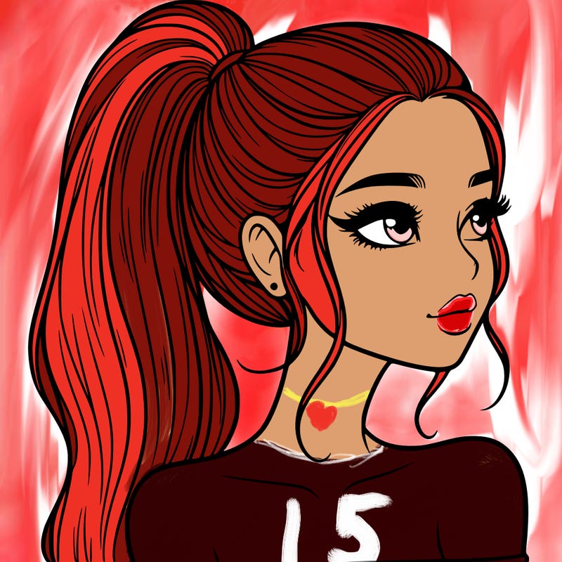 a beautiful and realistic girl with a high pony tail