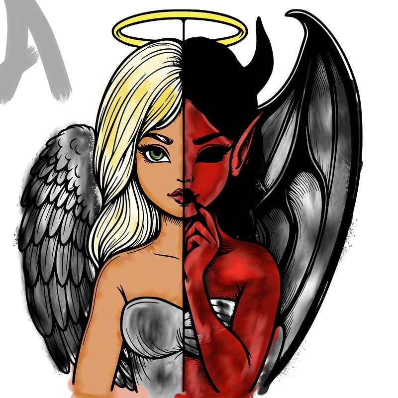 realistic angel half demon