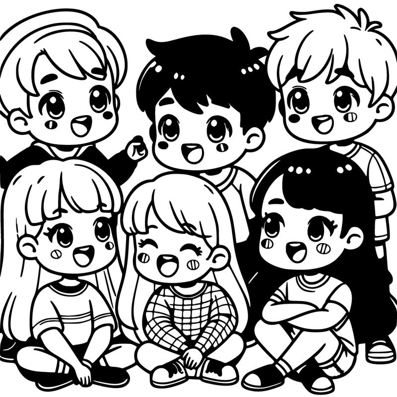 cute friends group talking and laughing