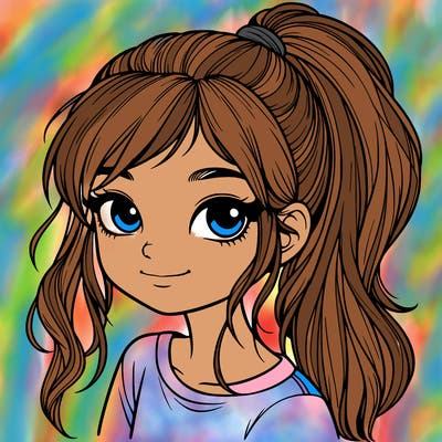 realistic girl with ponytail