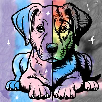 realistic dog split picture