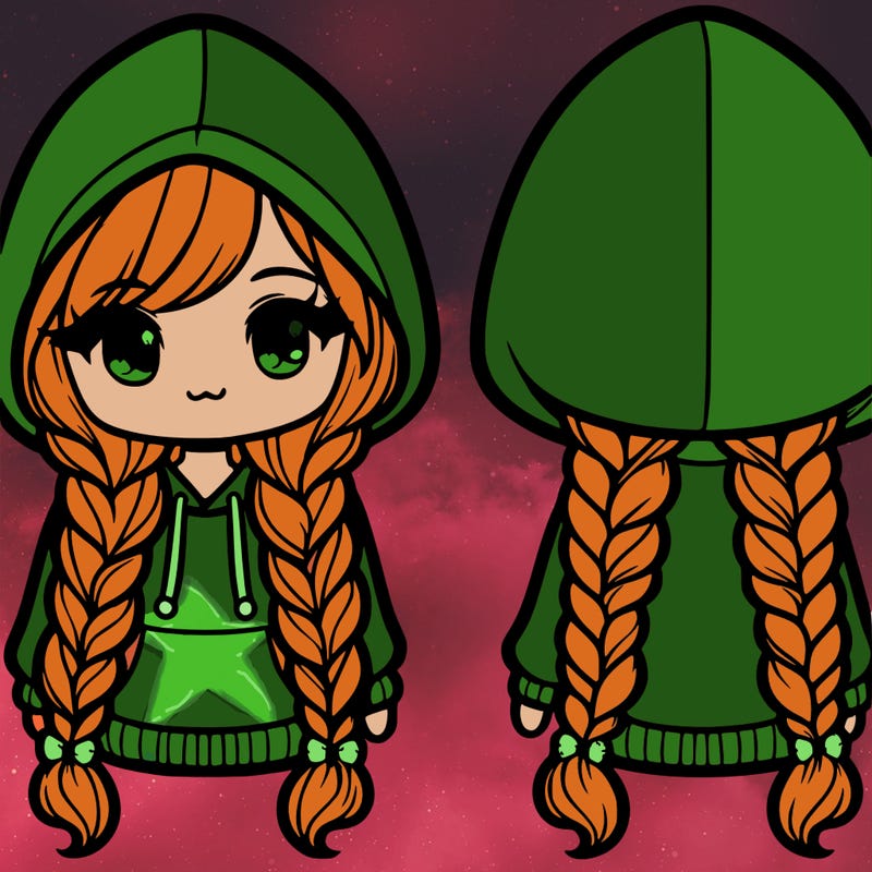 cute girl in hoodie with long braids