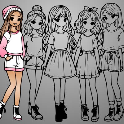 a group of five girls