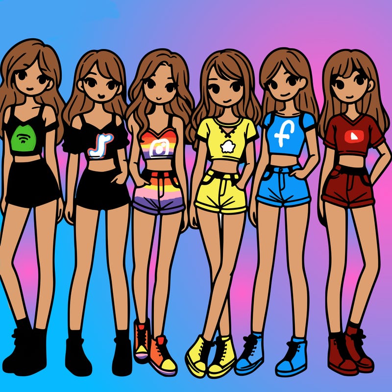 a group of girls wearing crop tops and shorts