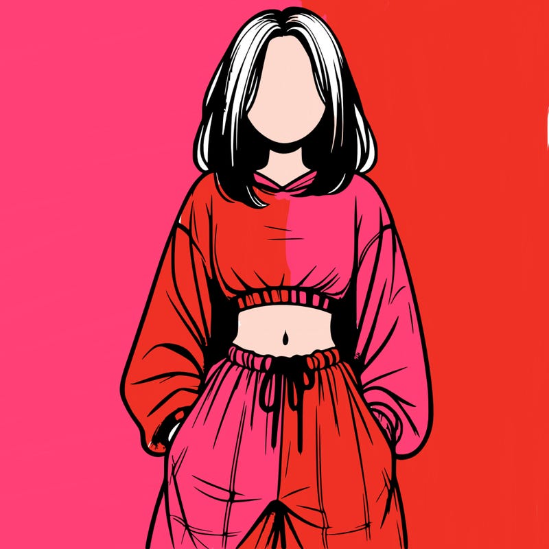 realistic girl faceless with baggy pants and a crop top