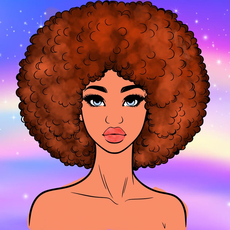 realistic lady with afro
