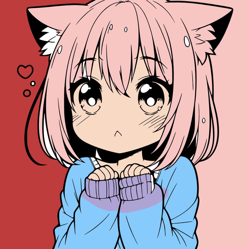 shy anime catgirl