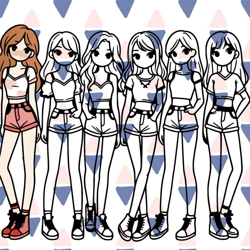 a group of girls wearing crop tops and shorts