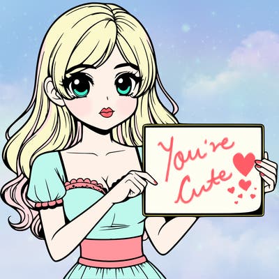 realistic pretty girl holding blank sign