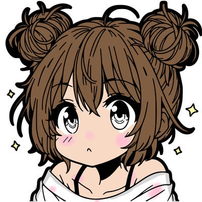a manga girl with messy small buns
