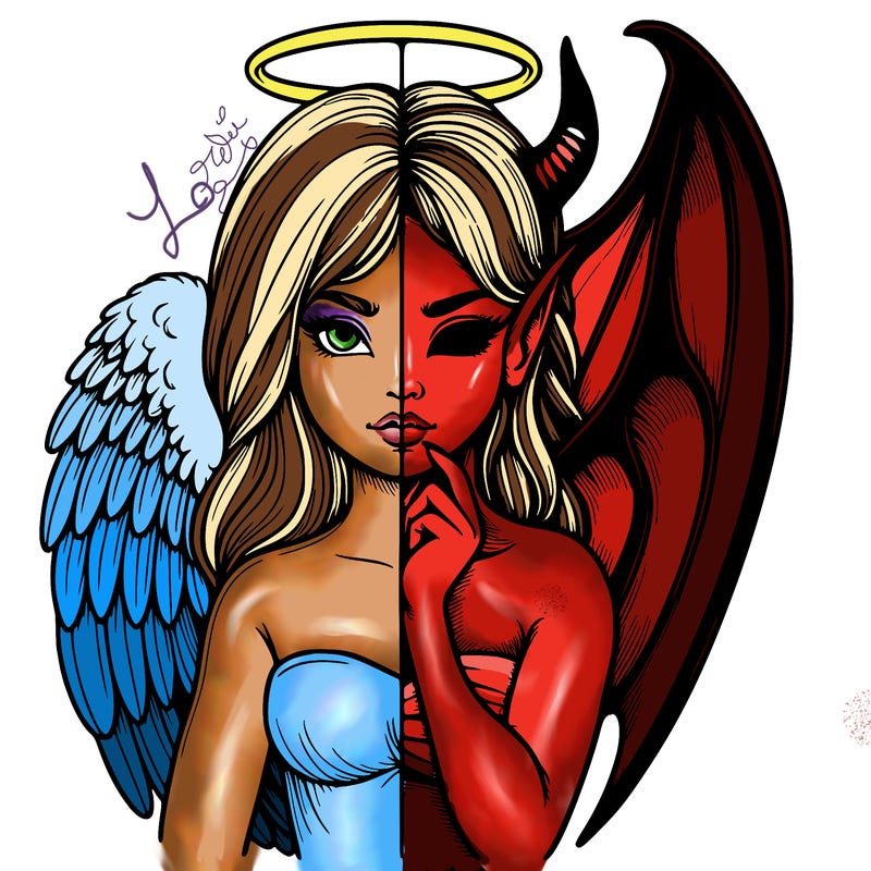 realistic angel half demon