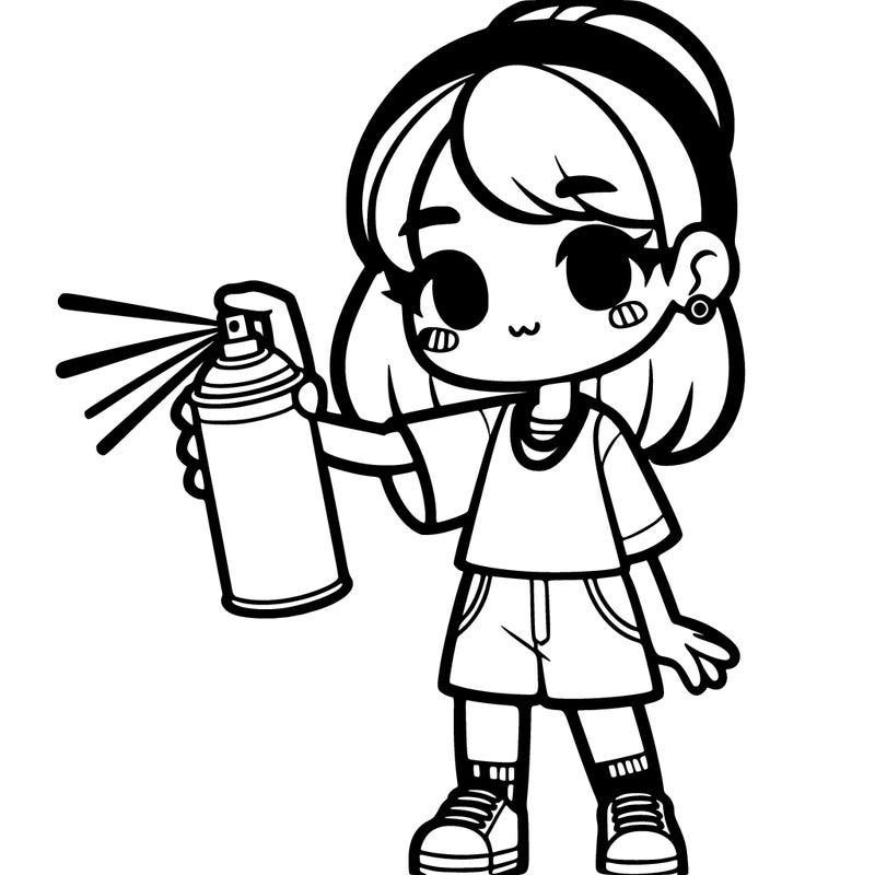 a girl with spray paint