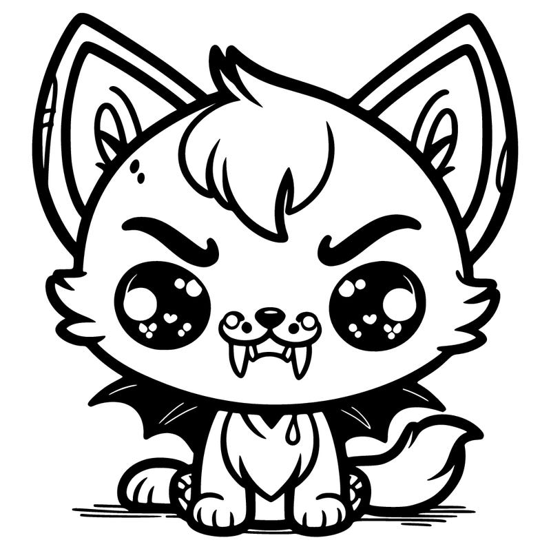 vampire cat with wolf ears