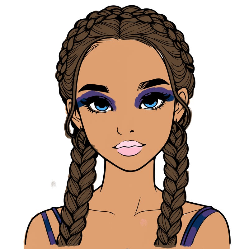 realistic girl with braids