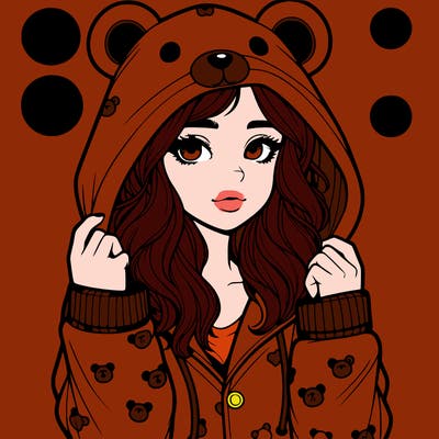realistic girl in a animal pjs hoodie
