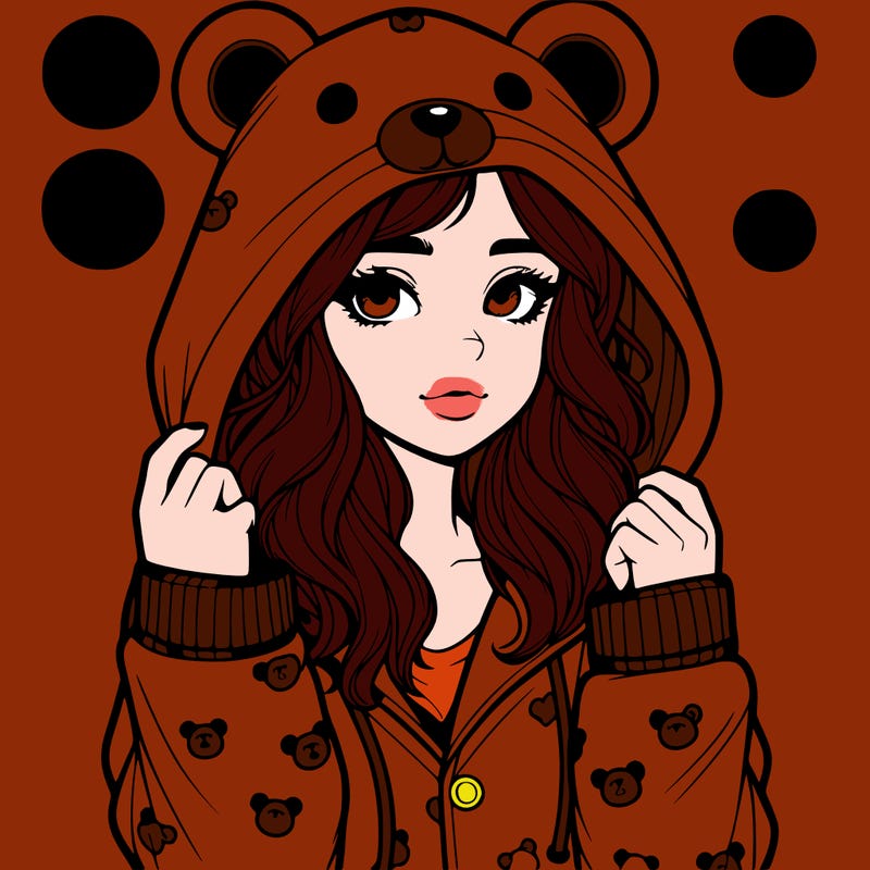 realistic girl in a animal pjs hoodie