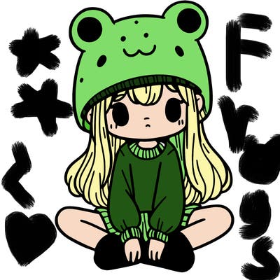 a girl wearing a frog hat and some frog socks