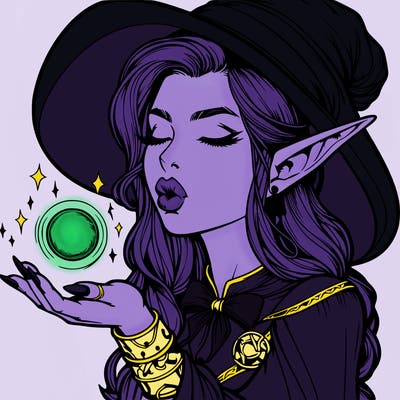 realistic elf casting a spell with lips
