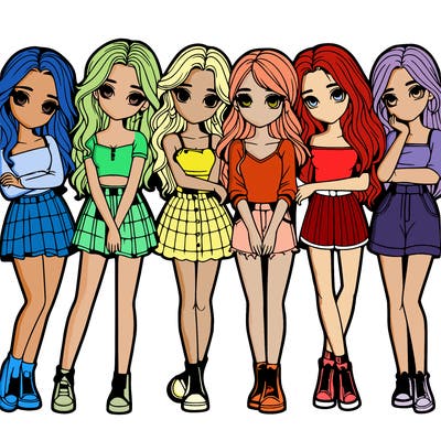 a group of girls realistic