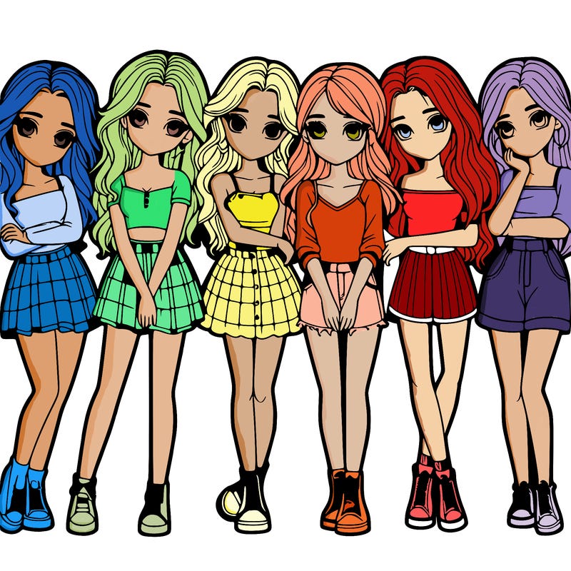 a group of girls realistic