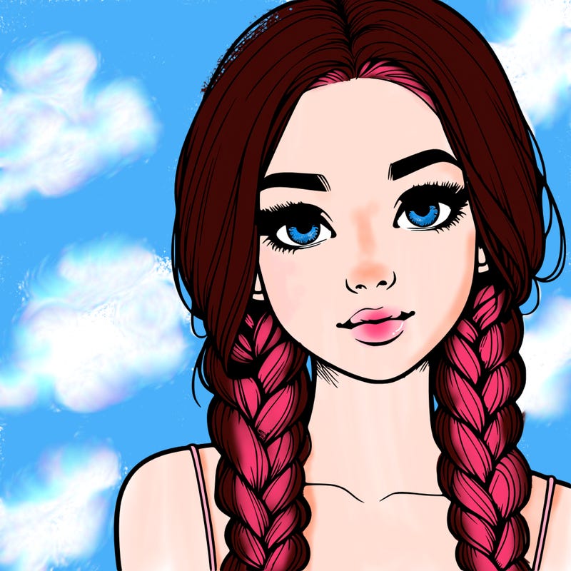 realistic girl with braids