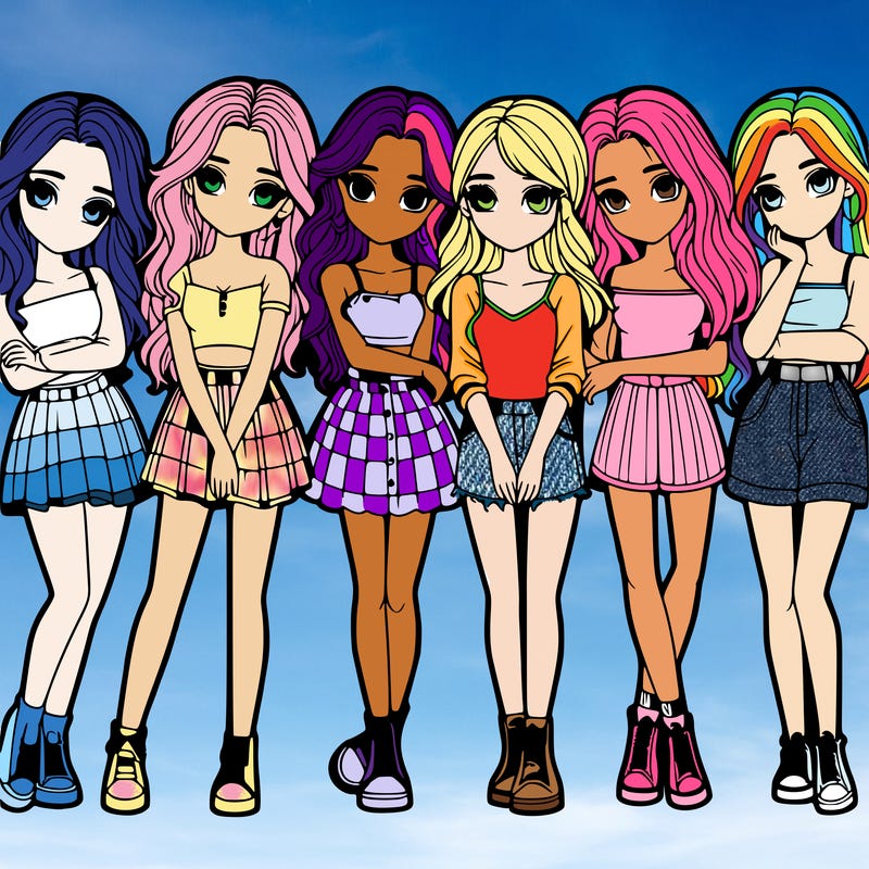 a group of girls realistic