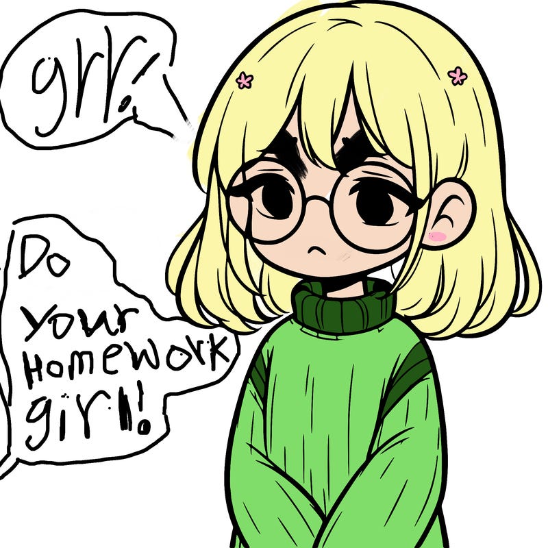 sad girl with glasses in a sweater