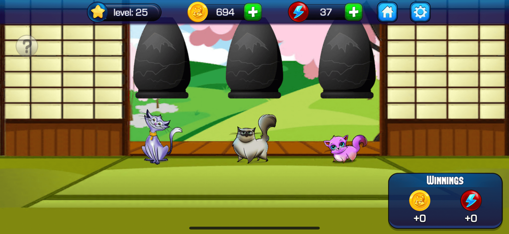 Absolute Bingo! Play Fun Games - Absolute Bingo mini game with three cartoon cats in a Japanese setting