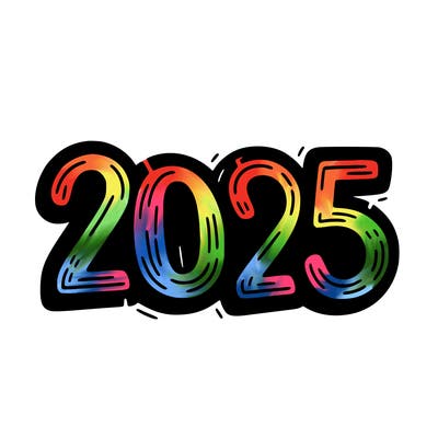 one line scrawled numbers sketch design “2025”