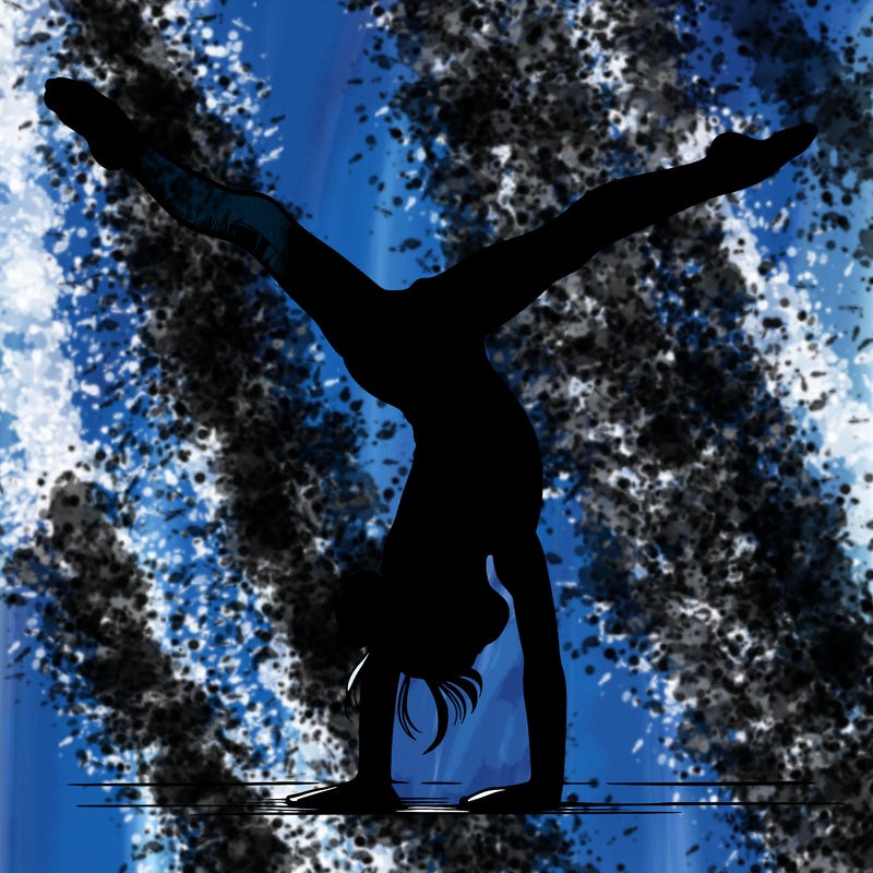 realistic gymnastic hand stand girl in four splits