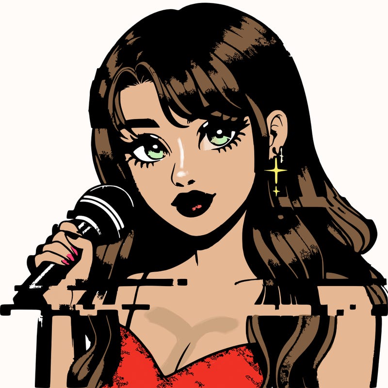 realistic glitched girl singer