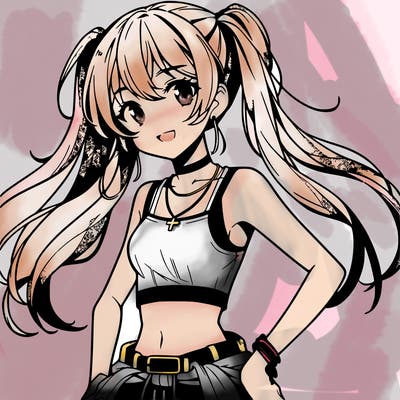 anime girl wearing crop top