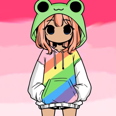 girl with baggy sweatshirt and frog hood