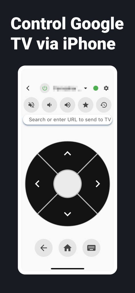 Un'interfaccia di telecomando TV digitale su un iPhone per controllare Google TV