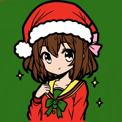 anime girl wearing a santa hat