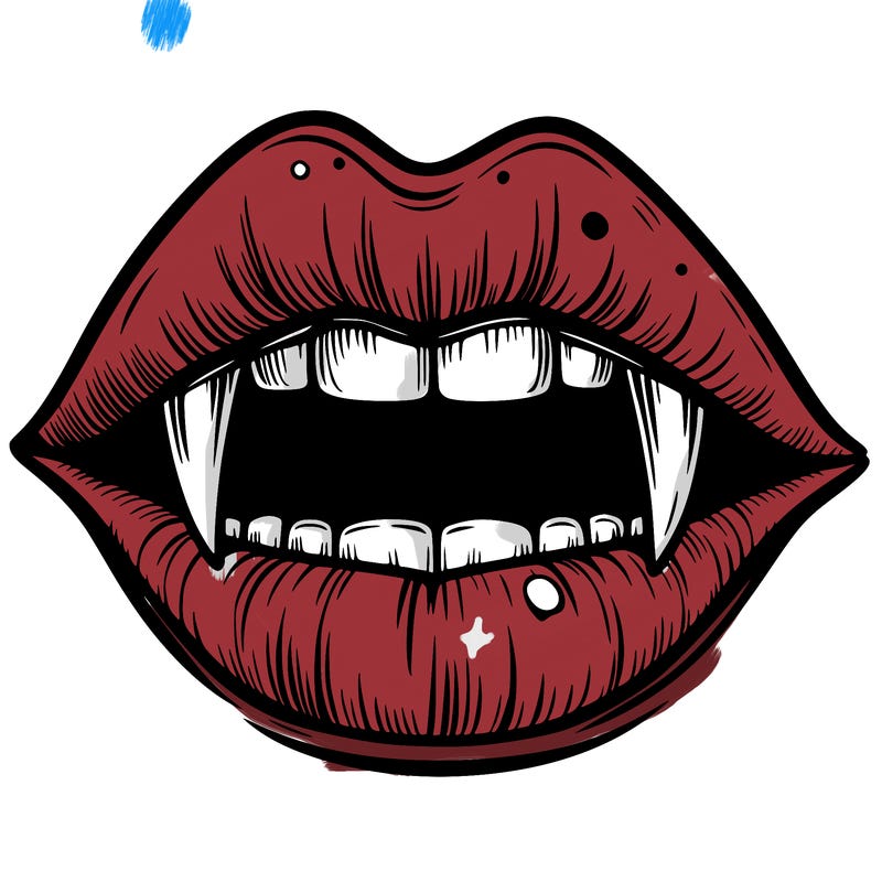 lips with vampire teeth
