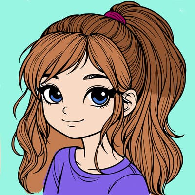 realistic girl with ponytail