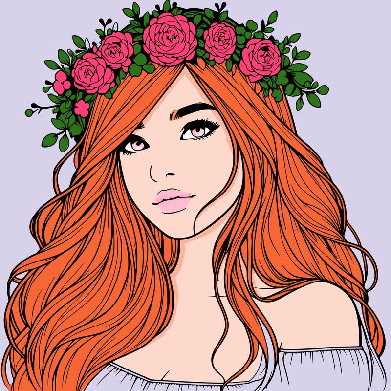 realistic girl with flower crown