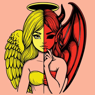 realistic angel half demon