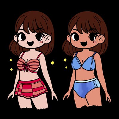 lady in a two piece swimsuit