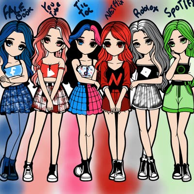 a group of girls realistic