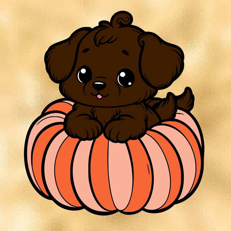 cute little puppy in a pumpkin