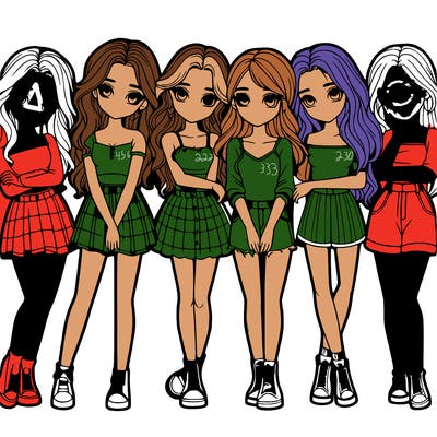 a group of girls realistic