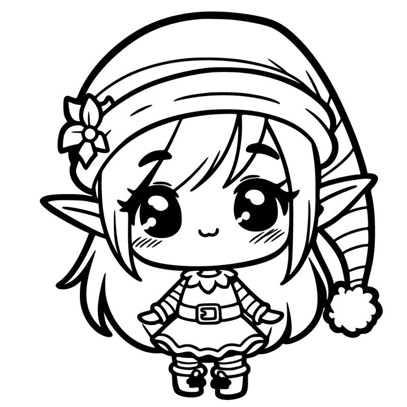 chibi christmas elf girl