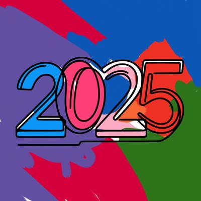 one line numbers sketch design “2025”