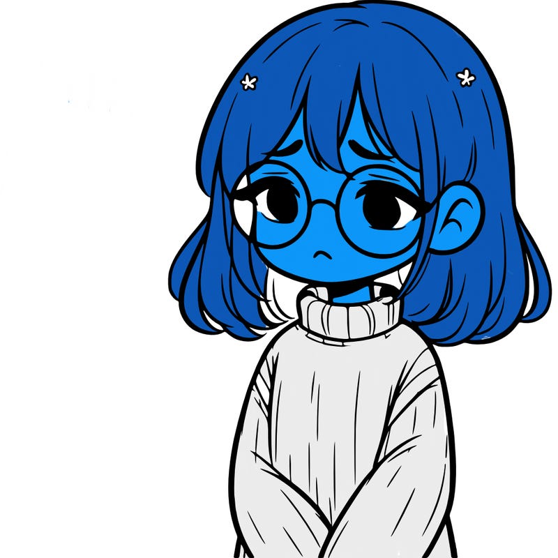 sad girl with glasses in a sweater