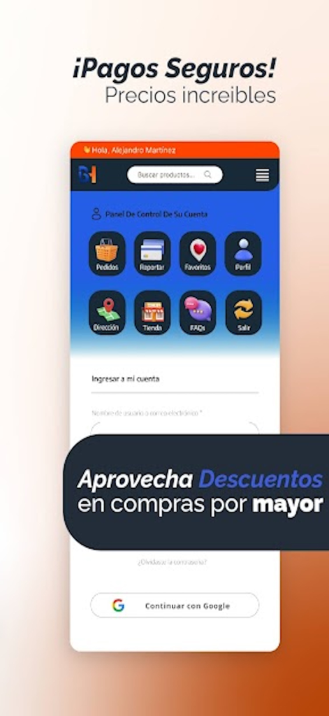 Barujhaba - Barujhaba mobile app dashboard with account options and secure login button.